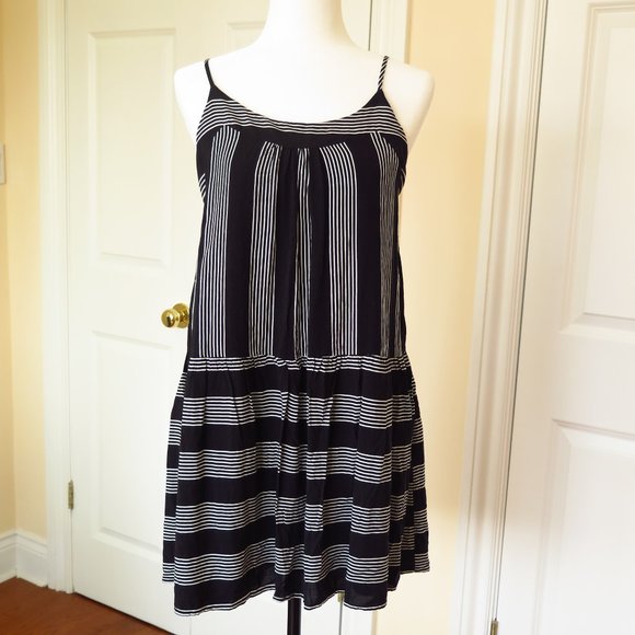 Drop Waist Dress with Black and White Stripes - Picture 2 of 8